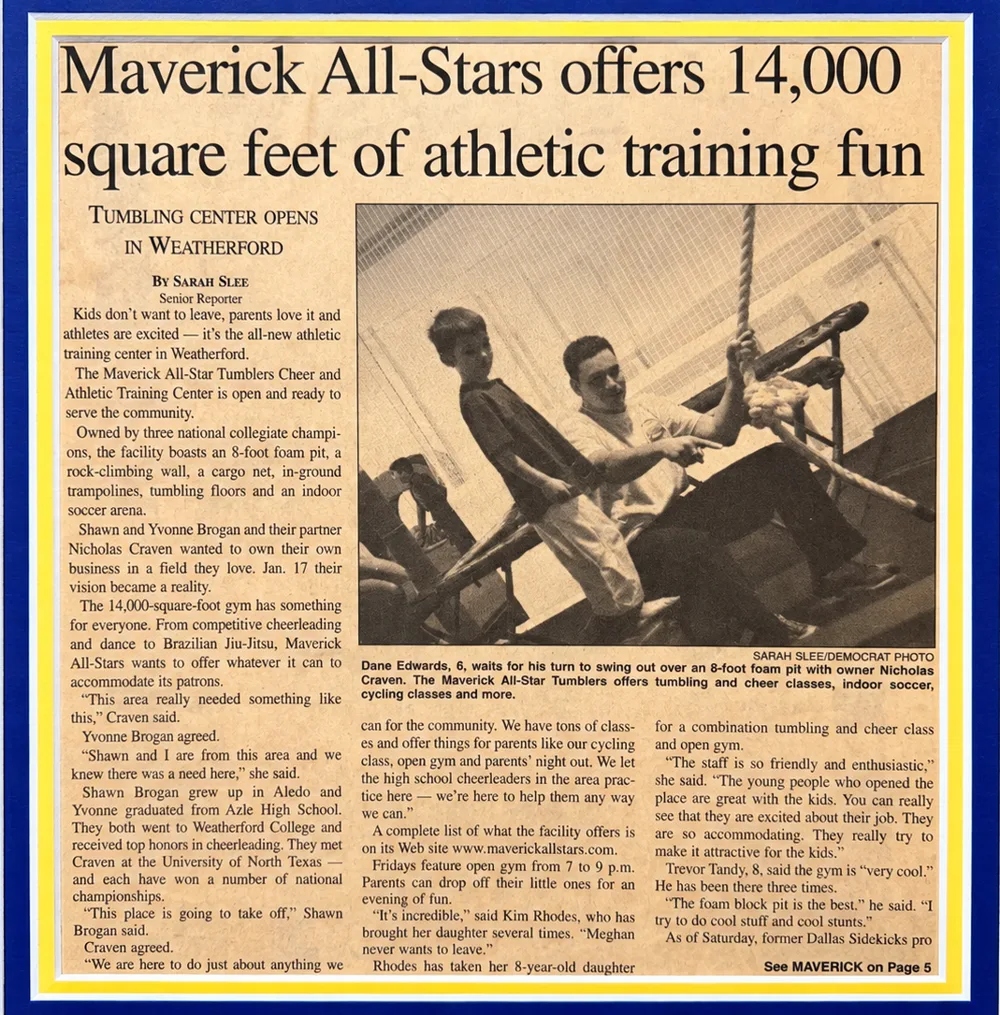 Weatherford Democrat article on Maverick All-Star Tumblers