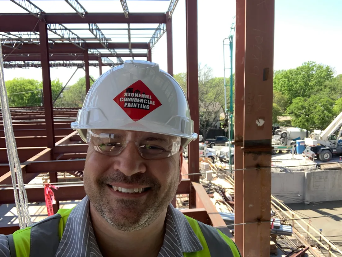 On the steel at the Highland Park High School addition
